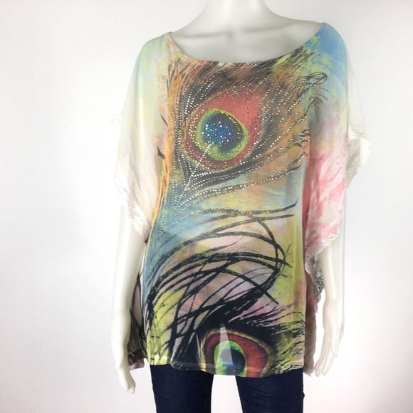 Love Culture Tops - Love Culture Bat Wing Multi-Colored Size M Top